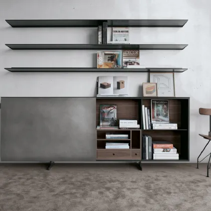 Parete Attrezzata in vetro laccato Monolith configurazione 11 di Extendo