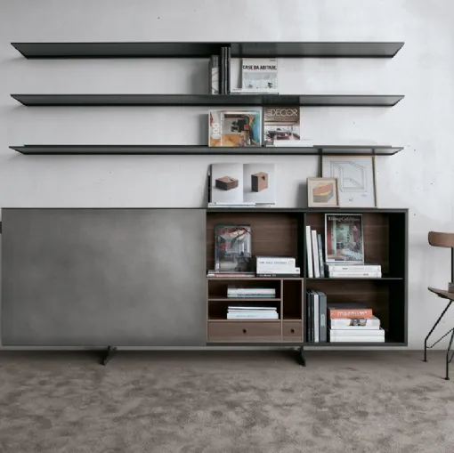 Parete Attrezzata in vetro laccato Monolith configurazione 11 di Extendo