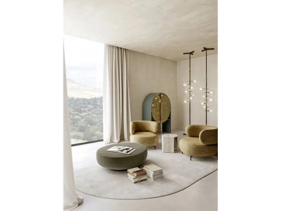 Poltrona Akiko Lounge in tessuto imbottito di Gallotti&Radice