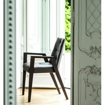 Sedia Royal 1622 in pelle e legno di Bross Italia