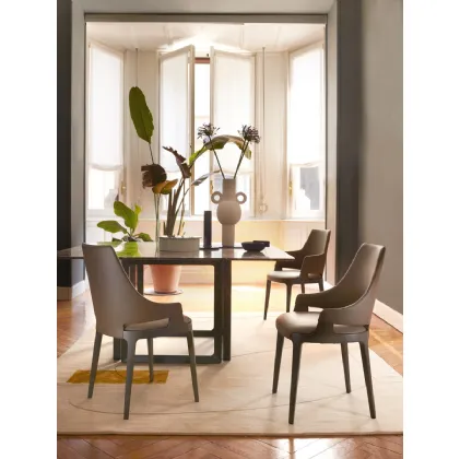 Sedia Velis 942 7 - 942 PB7 rivestita in pelle con struttura in legno di Potocco