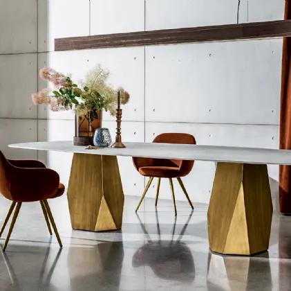 Tavolo Deod con due basi con top in vetro di Sovet