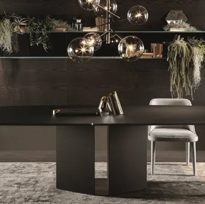 Tavolo con top in cristallo e gambe in legno rivestite in cristallo Ey1 di Gallotti&Radice