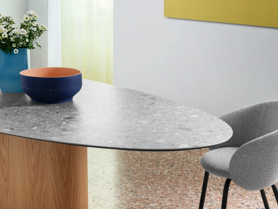 Tavolo Monoplauto con top in Marmo di Miniforms