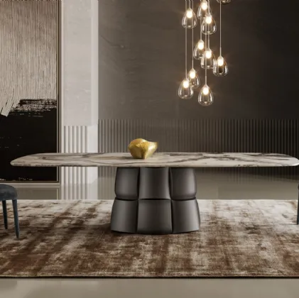 Tavolo Palazzo con top in marmo e base in poliuretano di Bonaldo