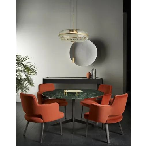 Tavolo rotondo con paino in marmo e base in alluminio Zen Black di Gallotti&Radice