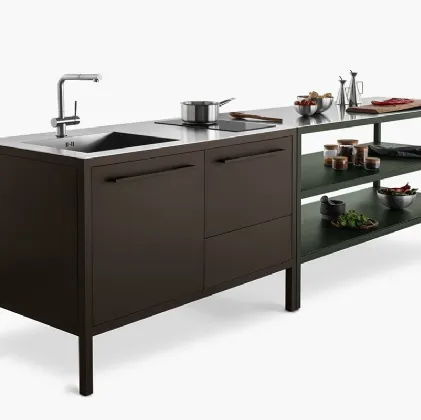 Cucina Moderna lineare Frame Coffee Brown di Fantin