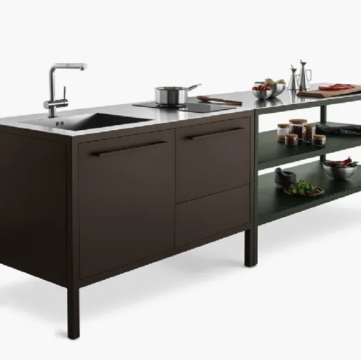 Cucina Moderna lineare Frame Coffee Brown di Fantin