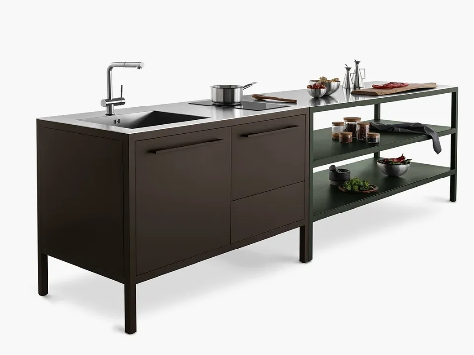 Cucina Moderna lineare Frame Coffee Brown di Fantin