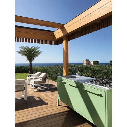 Cucina Moderna lineare Frame Outdoor Sage Green di Fantin