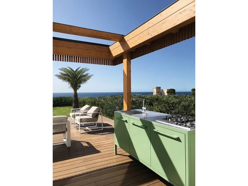 Cucina Moderna lineare Frame Outdoor Sage Green di Fantin