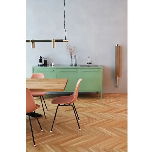 Cucina Moderna lineare in metallo con top in acciaio Frame Sage Green di Fantin