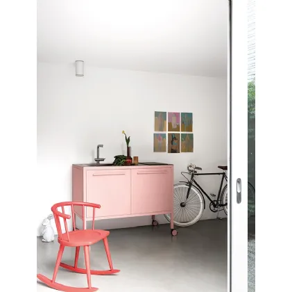 Cucina Moderna monoblocco Frame Rose Quartz in metallo di Fantin