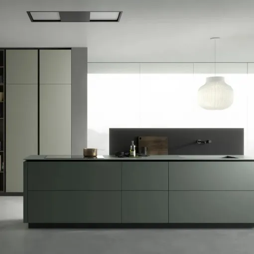 Cucina moderna M2 Goccia in Fenix Verde e Nero di Meson's Cucine