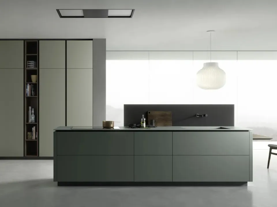 Cucina moderna M2 Goccia in Fenix Verde e Nero di Meson's Cucine