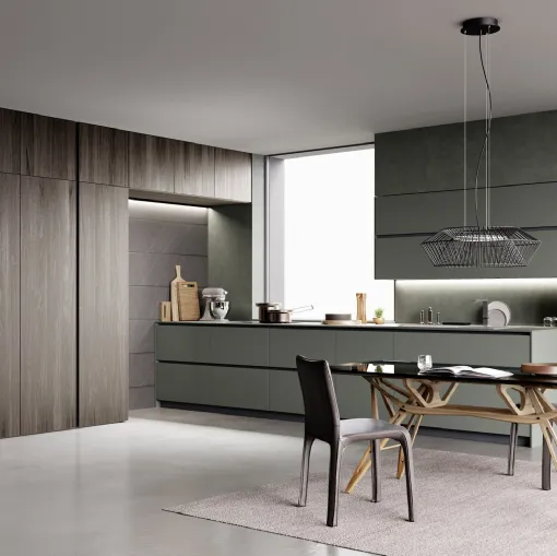 Cucina su misura lineare M2 Goccia in Fenix Verde di Meson's Cucine