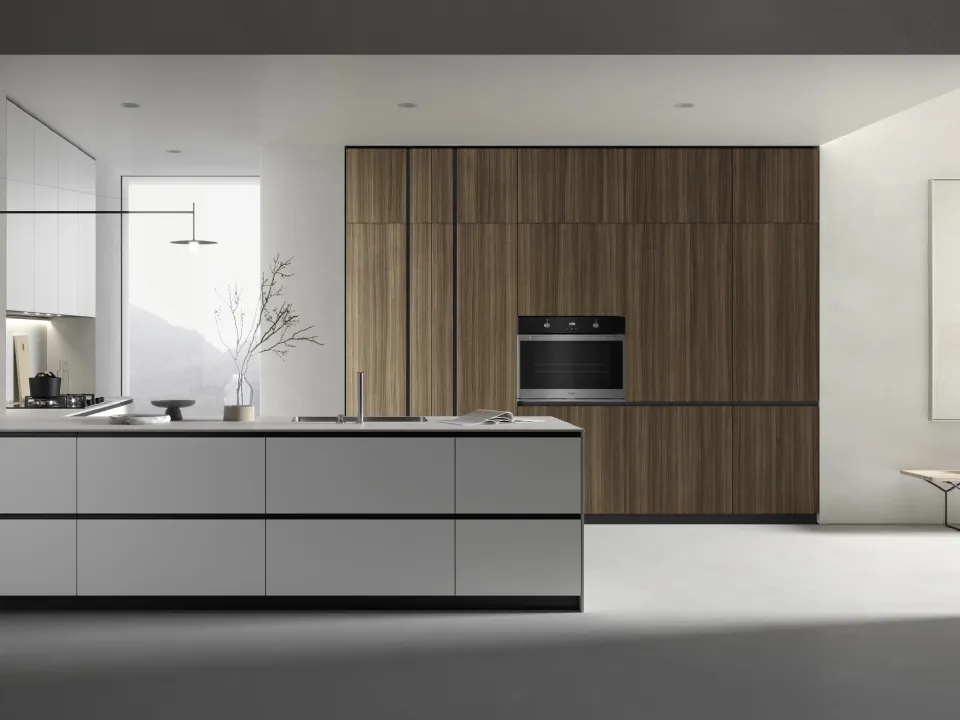 Cucina su misura con penisola M2 Linea n laccato Bianco di Meson's Cucine