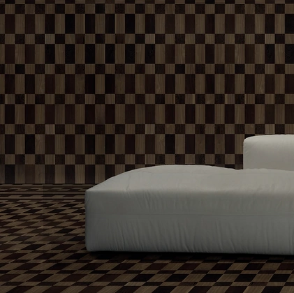 Parquet Mattonelle Arrocco in essenza noce americano e wengè di Giacobazzi