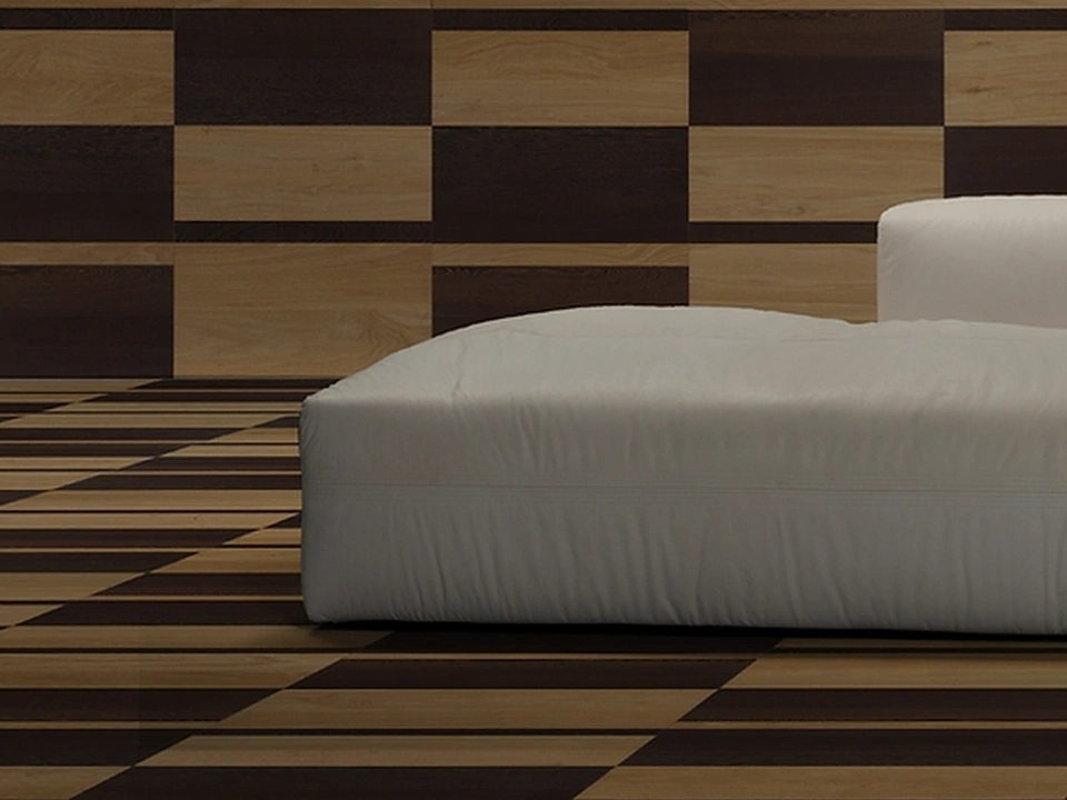 Parquet Mattonelle Segmenti in essenza rovere europeo e wengè di Giacobazzi