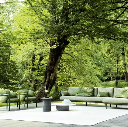 Salotto da esterno Allegra in alluminio e tessuto di Varaschin