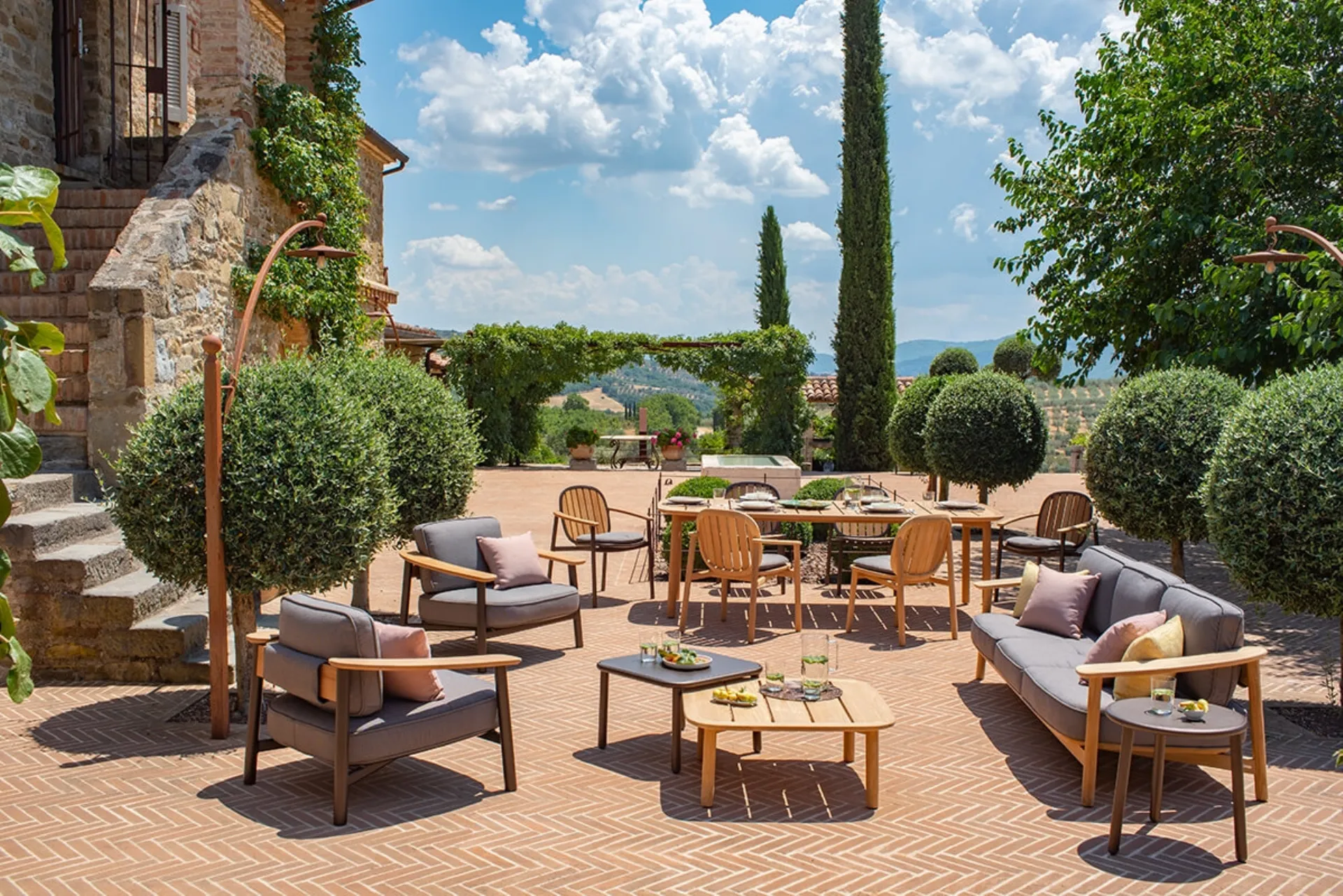 tavolo da Giardino in Teak con Sedie e Poltroncine