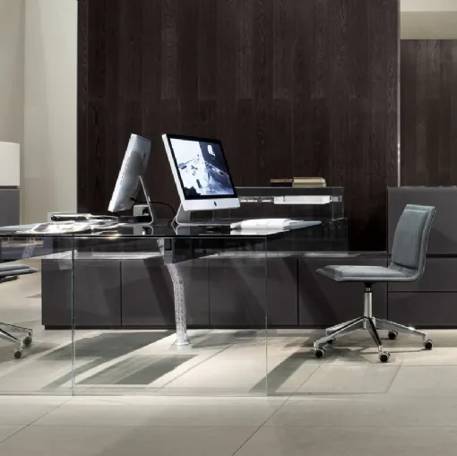 Scrivania operativa Air Desk 1 in cristallo trasparente Up di Gallotti&Radice