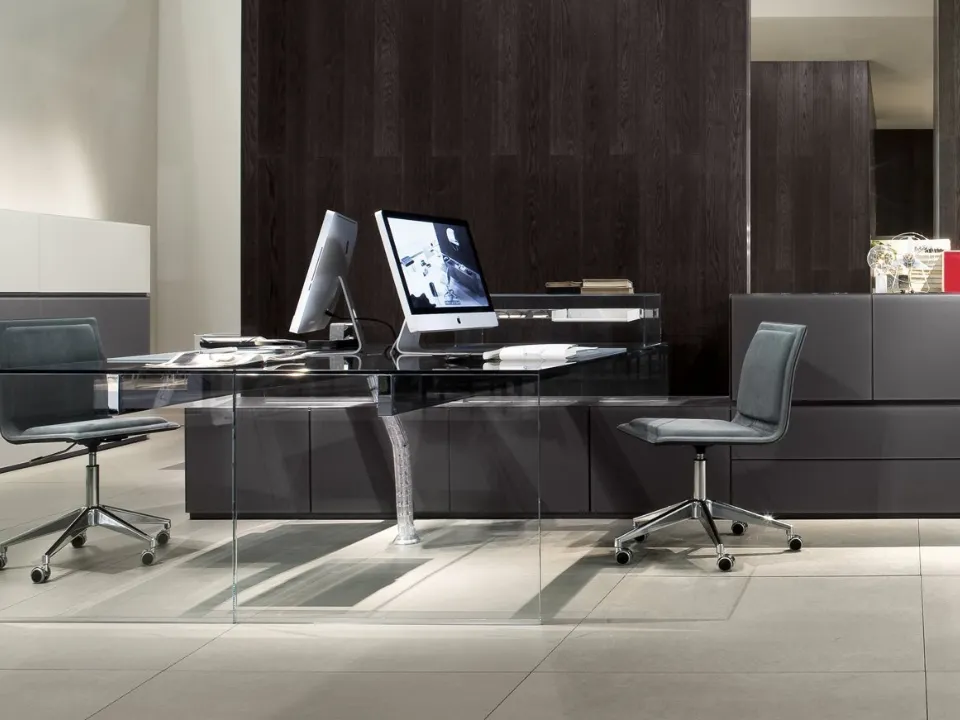 Scrivania operativa Air Desk 1 in cristallo trasparente Up di Gallotti&Radice