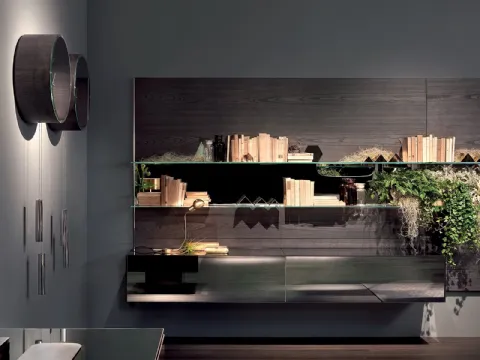 Libreria Elle Plus in Frassino con ripiani in vetro di Gallotti&Radice