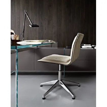 Sedia operativa ergonomica in pelle scamosciata con base girevole in alluminio Ofx 09 di Gallotti&Radice