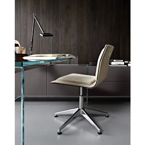 Sedia operativa ergonomica in pelle scamosciata con base girevole in alluminio Ofx 09 di Gallotti&Radice
